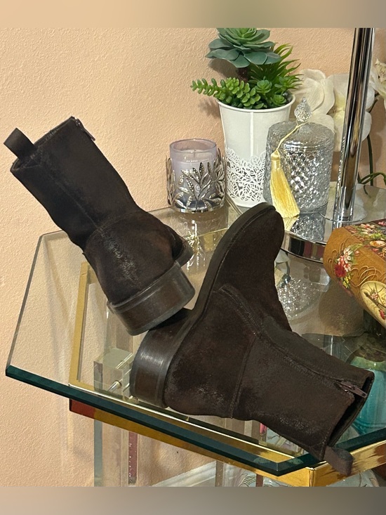 To Boot New York Adam Derrick Mens Brown Suede Side Zip Boots 10.5 Made in Italy Vasquez Dark Brown Calf Suede Men main image 4